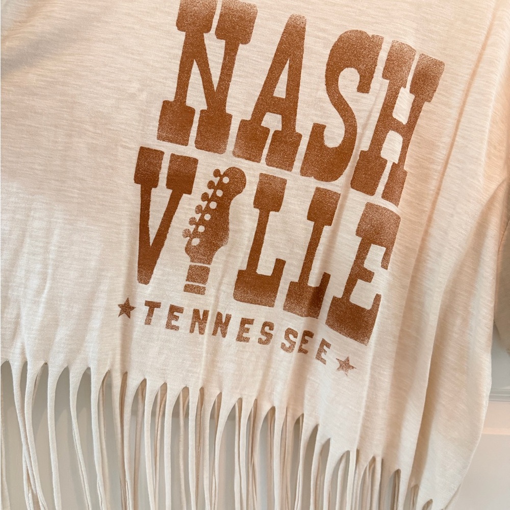 Nashville Tennessee Fringe Short Sleeve Tee - White/Copper